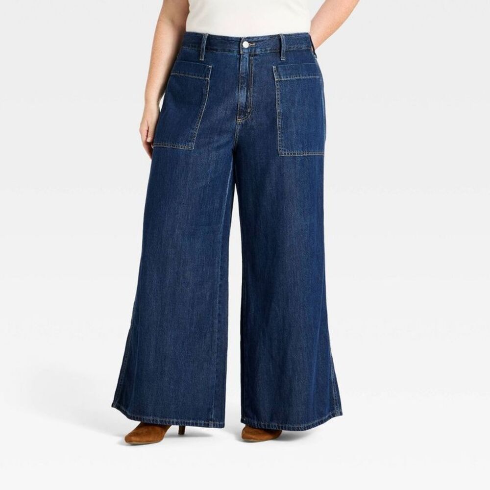 Women's Palazzo Wide Leg Jeans - Universal Thread Dark Rinse Wash 17